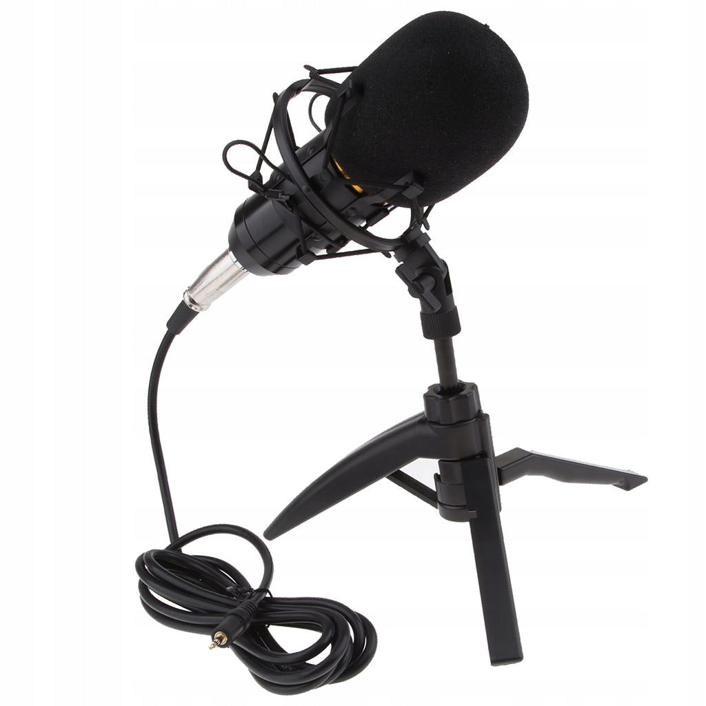 Podcast Condenser Microphone Plug Microphone Easy and Convenient to Black