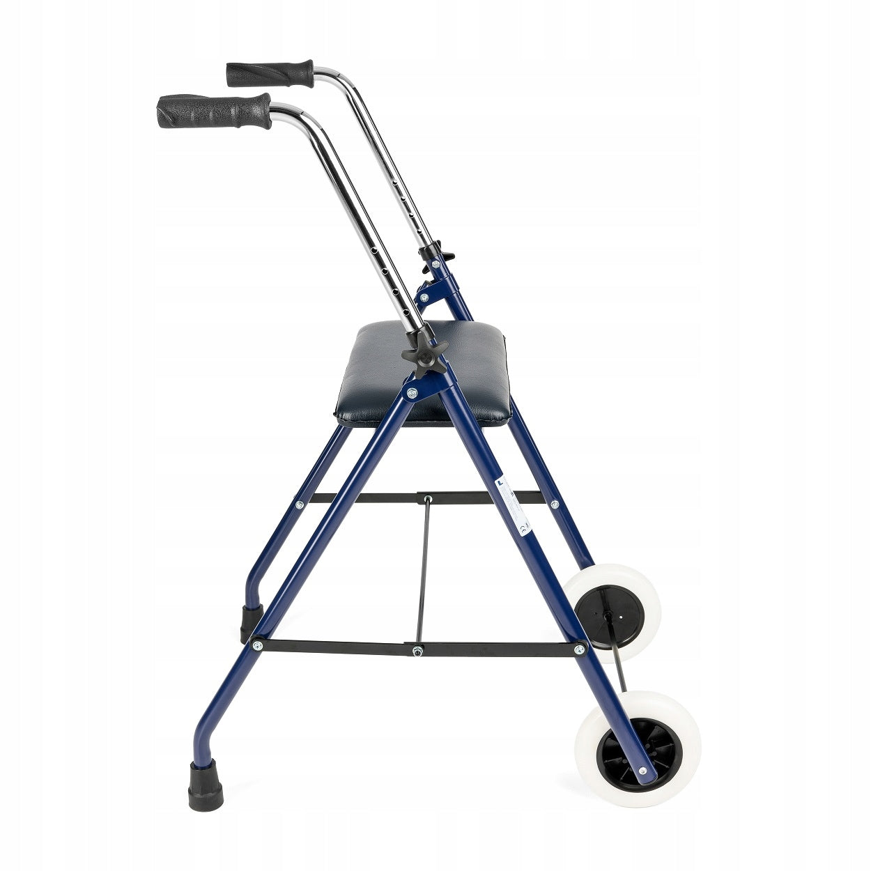 Ein Rollator mit zwei Rädern und einem Sitz 