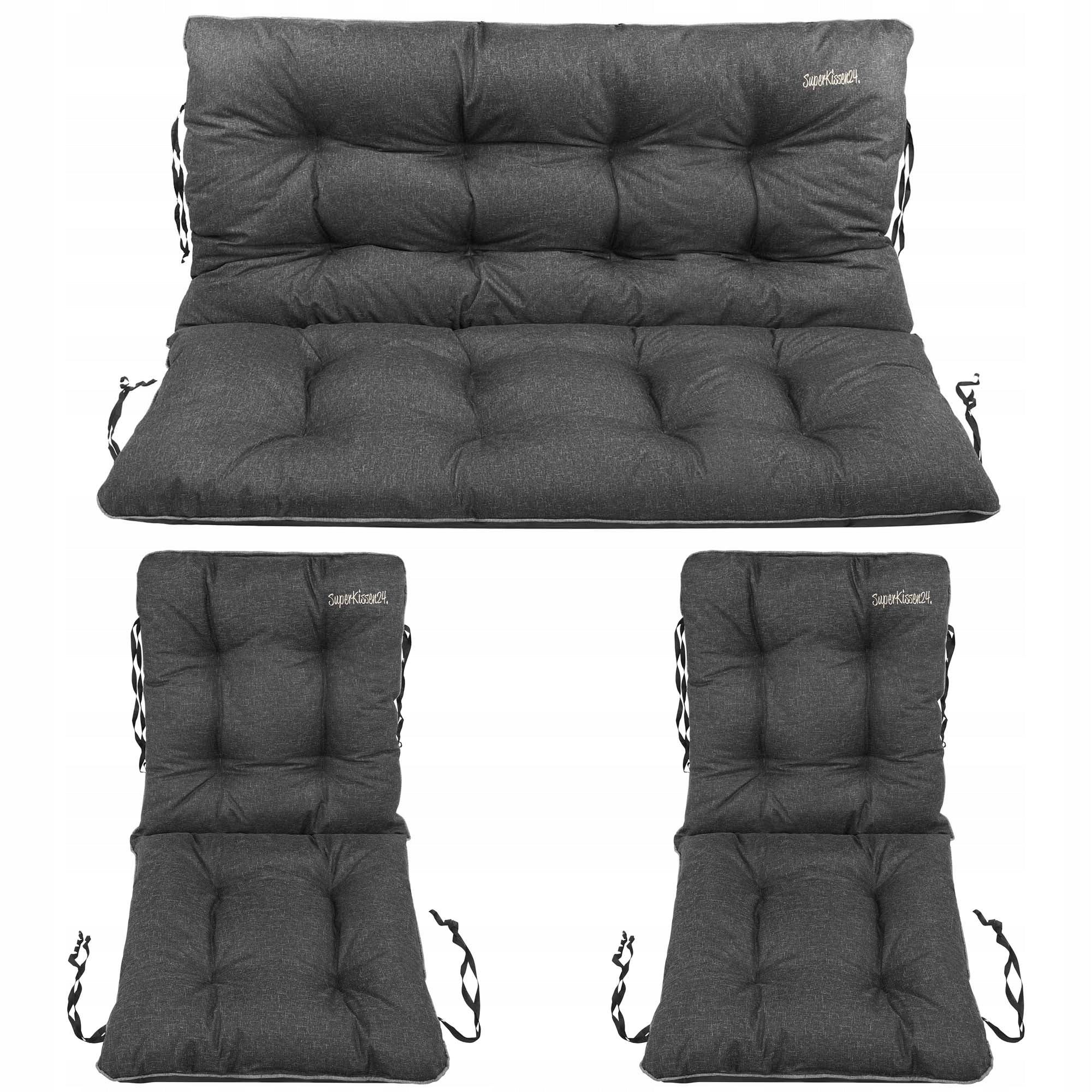 Set mit 2+1 Gartenkissen SuperKissen24, schwarz 