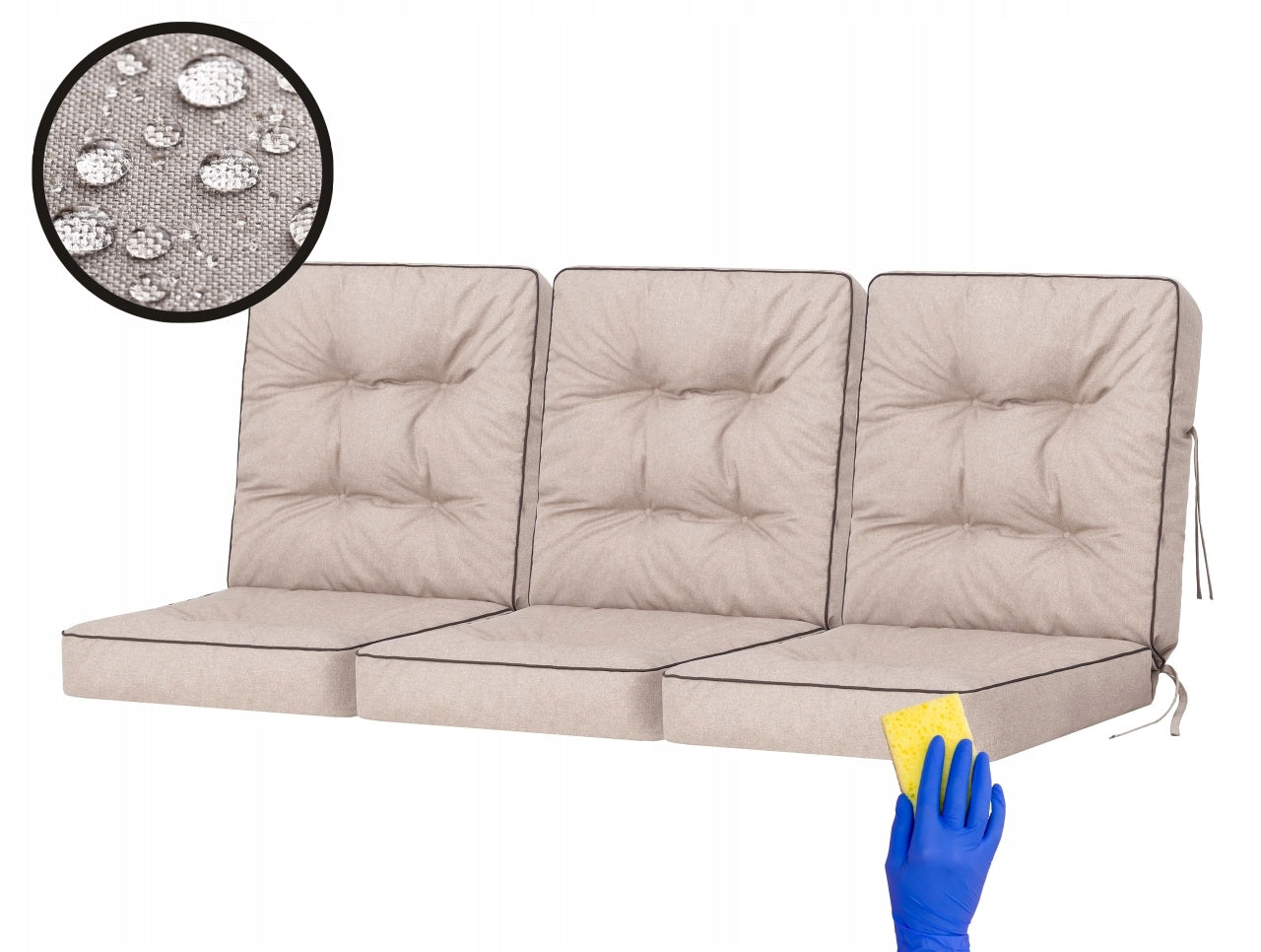 3-jų pagalvių komplektas sūpynėms Hobbygarden Venus 150 cm, smėlio spalvos