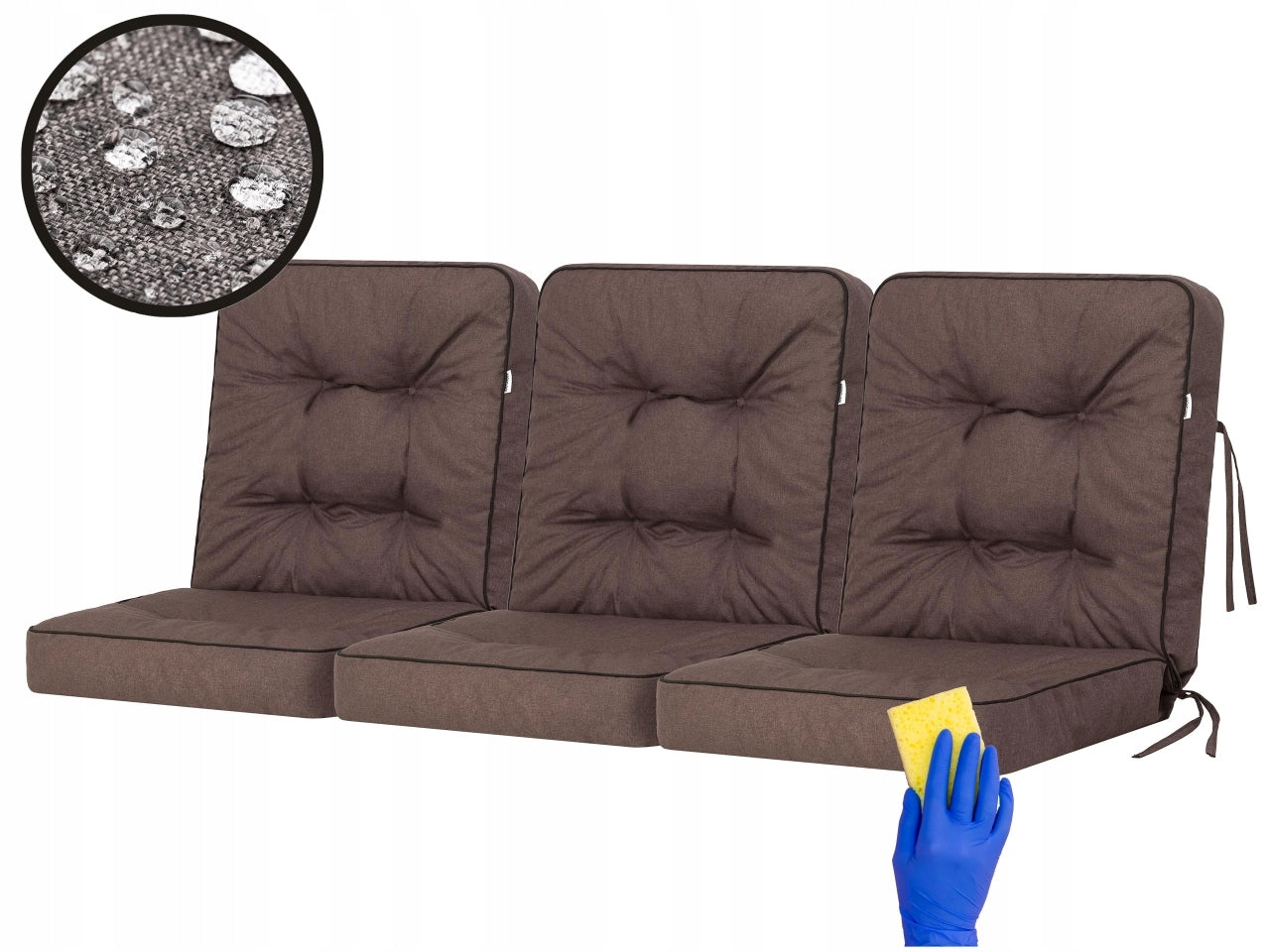 3-jų pagalvių komplektas sūpynėms Hobbygarden Venus 150 cm, rudas