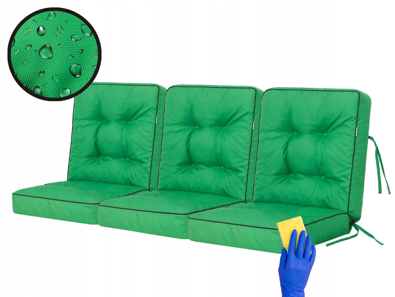 3-jų pagalvių komplektas sūpynėms Hobbygarden Venus 180 cm, žalias