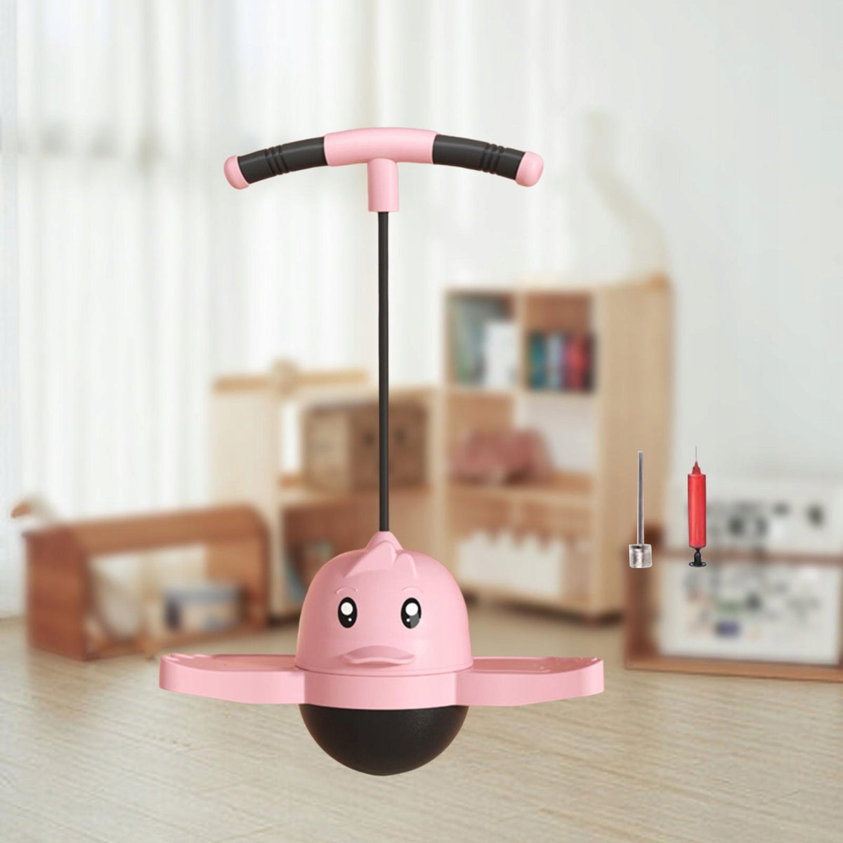 Pogo Ball with Handle Ball Pump Fitness Fun Bouncing Jump Board High Pink