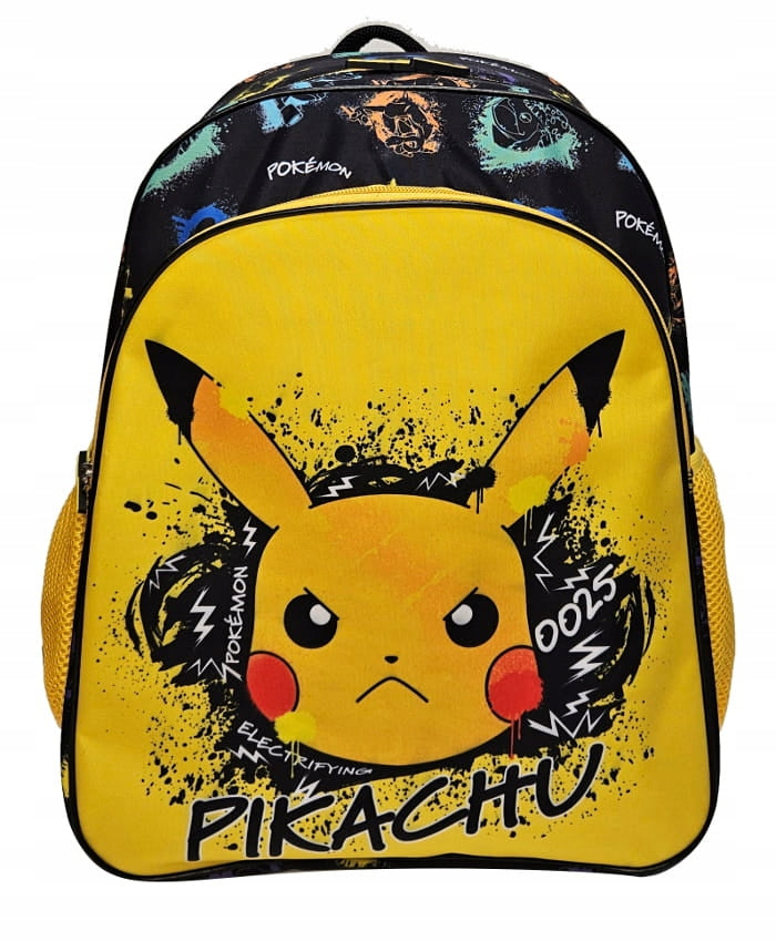 Pokemon black multi-chamber school backpack, shades of yellow and gold