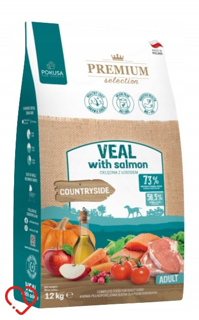 Pokusa Dog Food Premium Salmon Veal Salmon Dry 12kg
