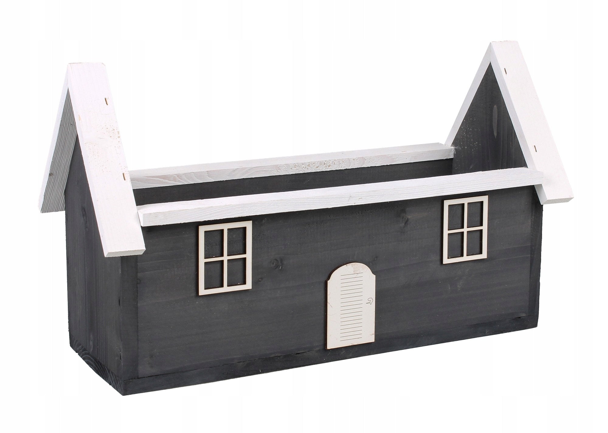 Poland GREY WOODEN FLOWER BOX HERBS COTTAGE 42x18x14/25 cm