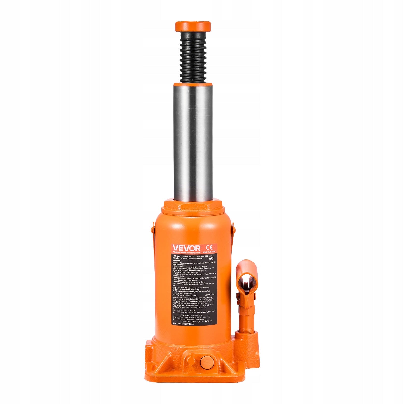 Pole Lift Load Capacity 20T Lifting Range 22,5 – 43,5CM Orange Minimum lifting height 225 mm