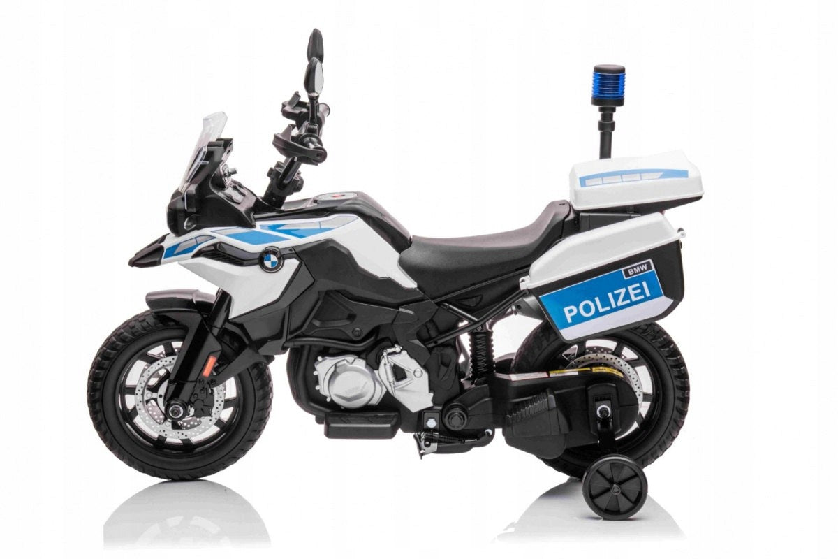 Police Motorcycle BMW F850 GS Battery Pack for Kids + Auxiliary Wheels + S Brand Ramiz