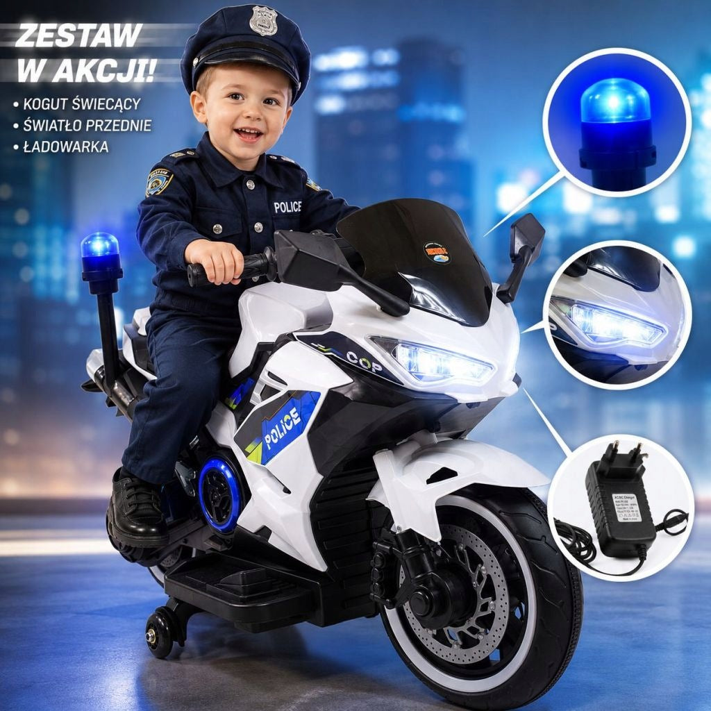 Police motor with glowing rooster and siren/A706-2