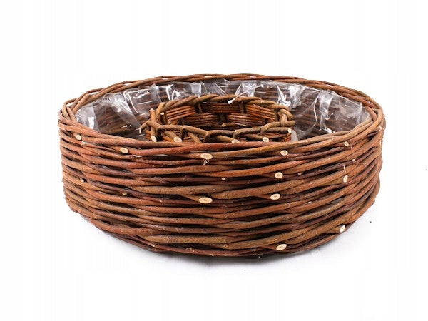 Polish BRAIDED ROUND WICKER BASKET WITH HOLE FLOWER TIRE 40x40x11 cm Manufacturer code TZ082.F