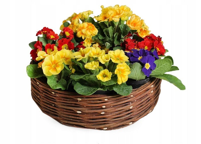 Polish BRAIDED ROUND WICKER BASKET WITH HOLE FLOWER TIRE 40x40x11 cm Maximum width 40 cm
