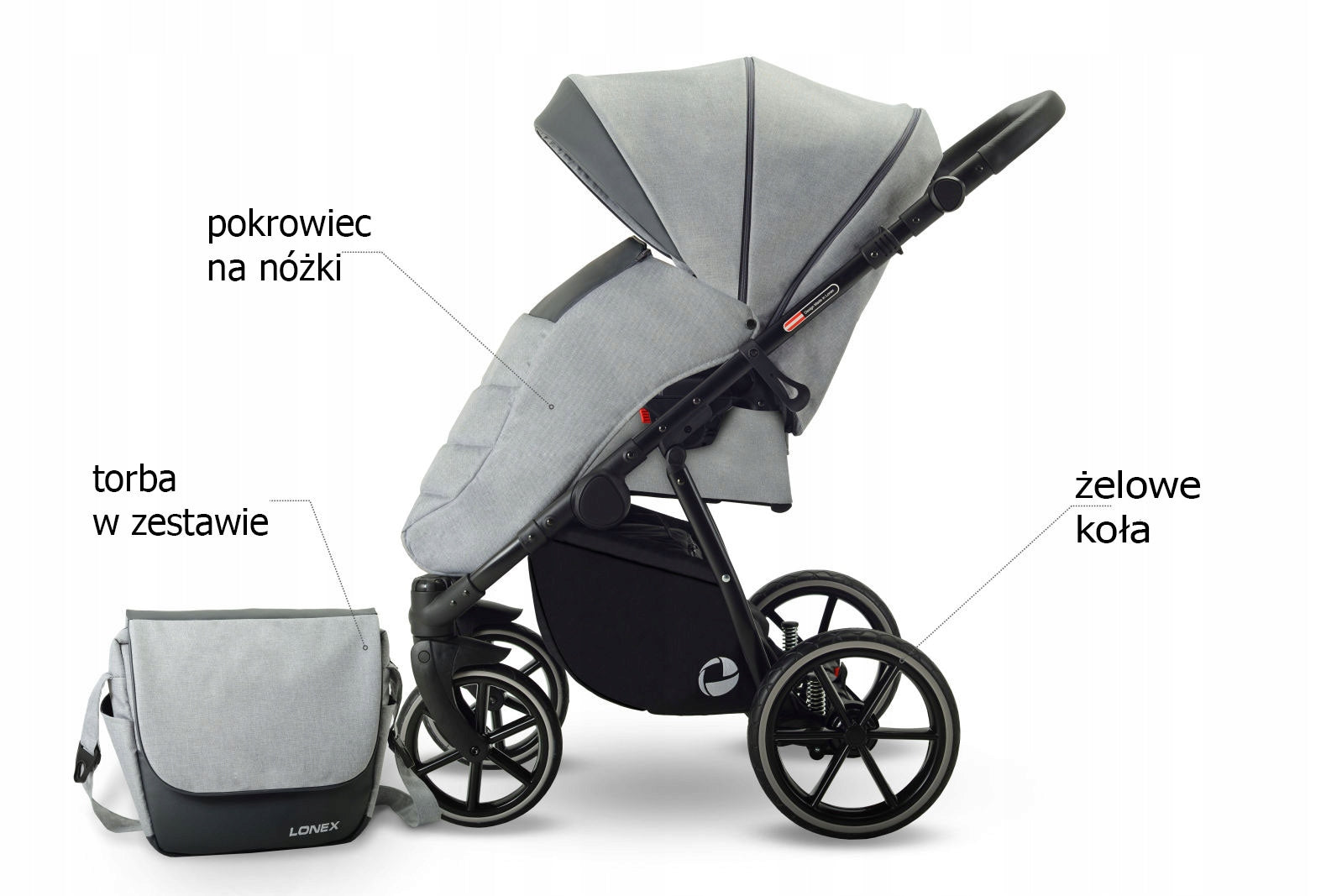 Polish Stroller up to 22- 24 kg LARGE WHEELS DEPORTE LONEX SPORT Brand Lonex
