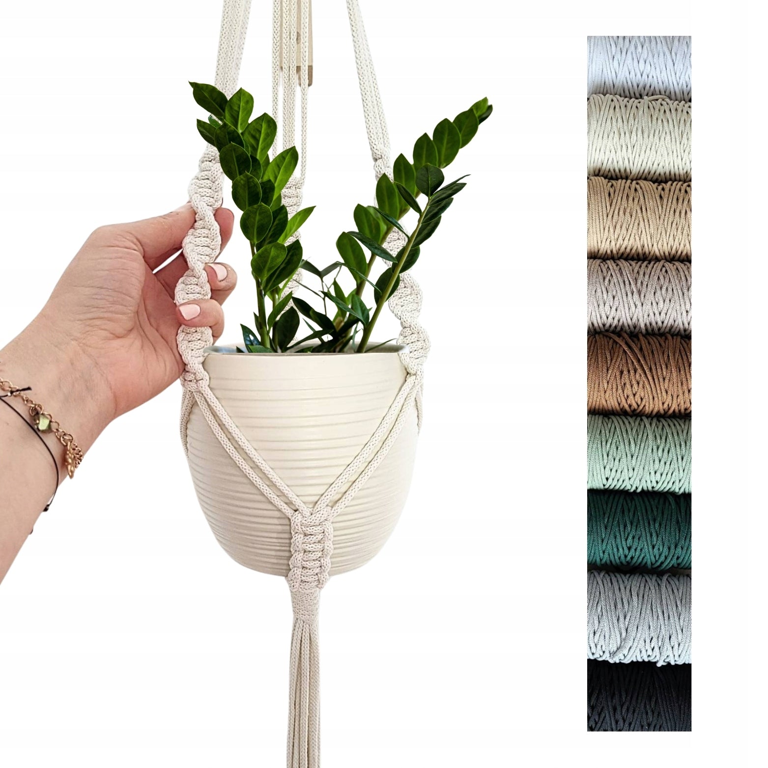 Polish strong Flowerbed made of string MACRAME HANGER FOR POT knots COLORS