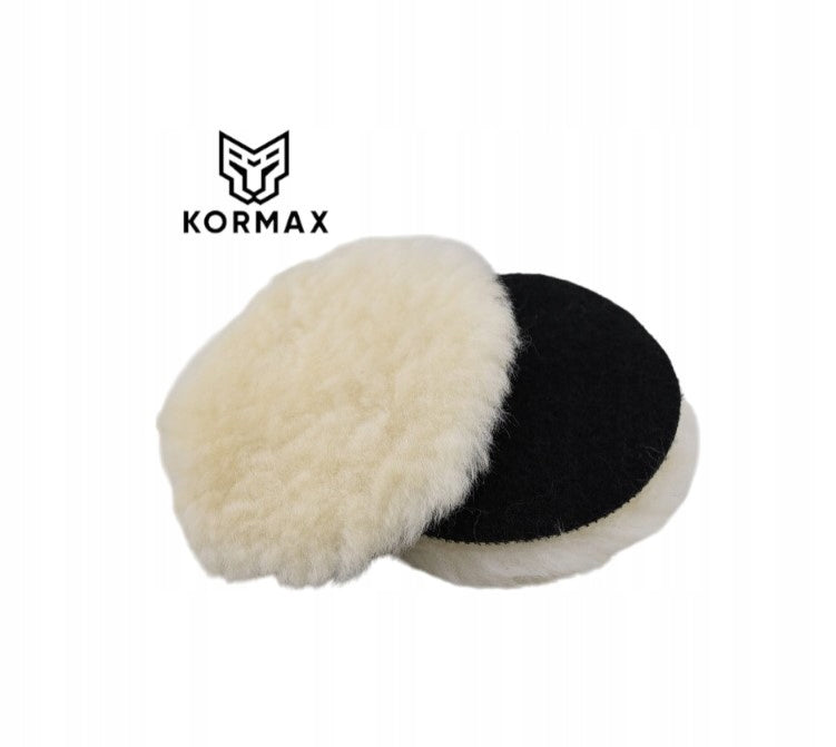 Polishing fur beret 125mm with Velcro 100% sheep wool for polishing Kormax Packaging status original