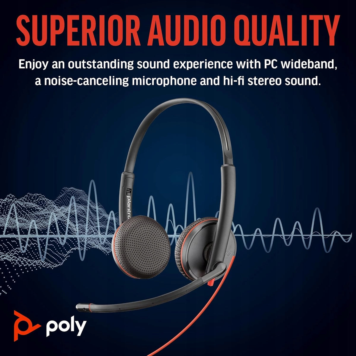 Poly Blackwire 3225 Wired Headset (Plantronics) - microphone Manufacturer code 0196548539567
