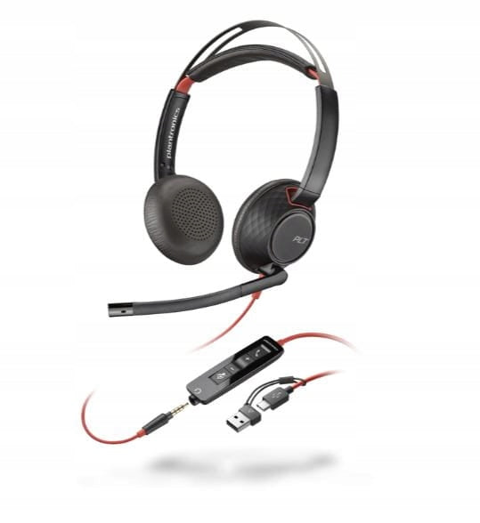 Poly Blackwire 5220 stereo headphones USB-C/A +jack 3,5mm NEW