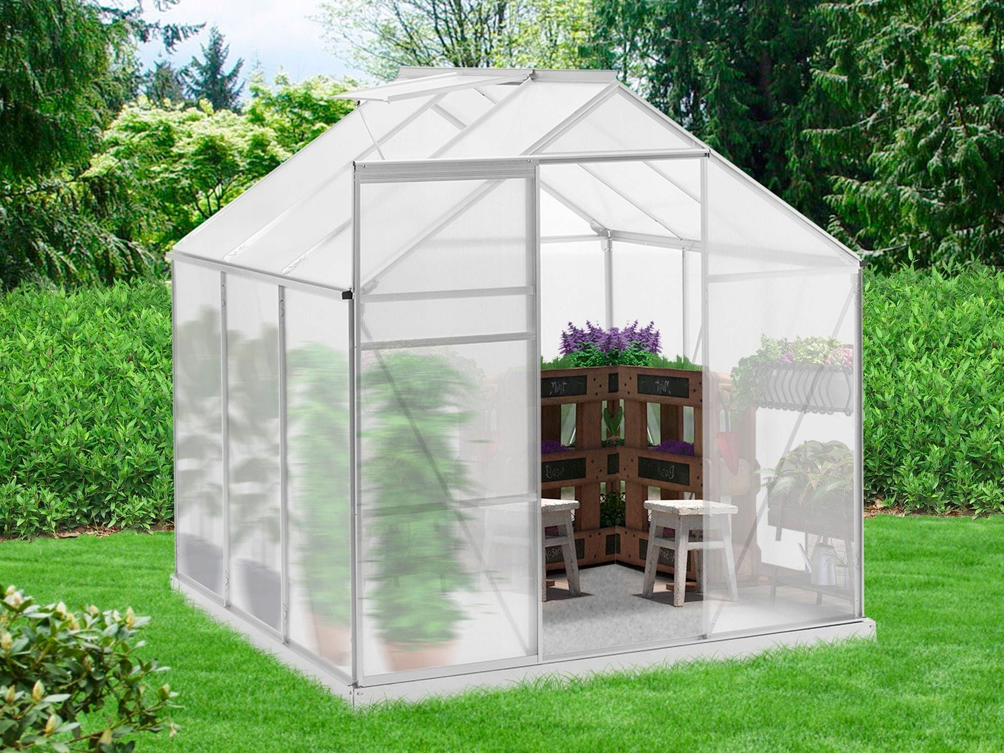 Polycarbonate Garden Greenhouse ALUMINUM FRAME High Quality 190x190cm