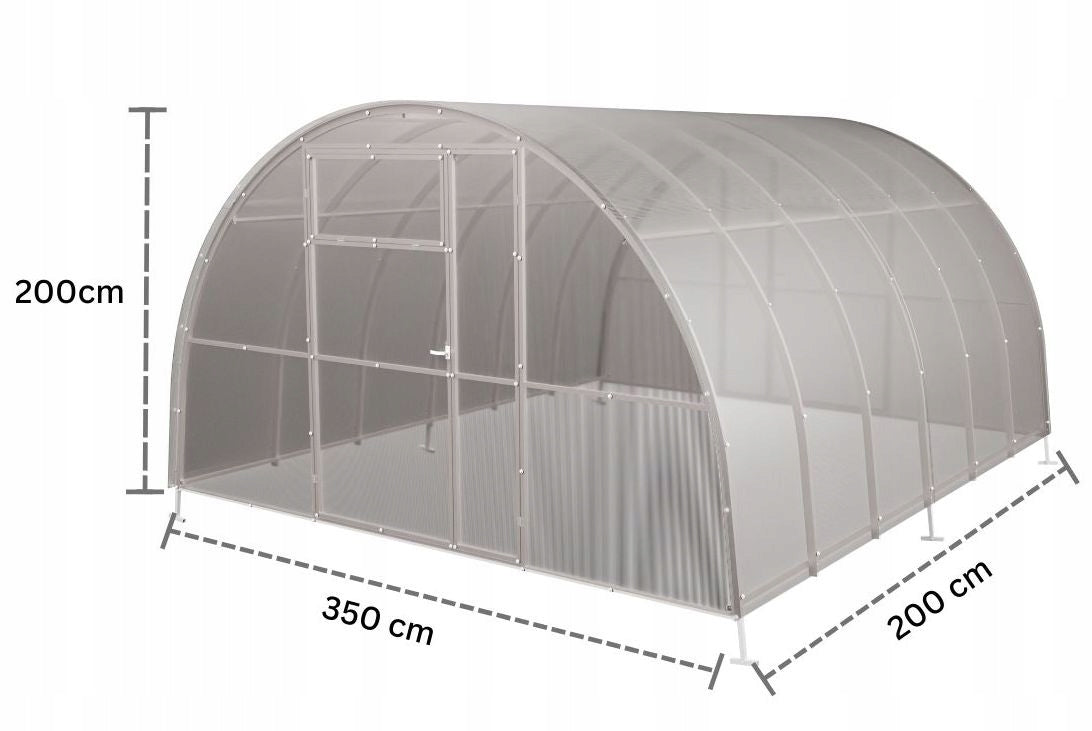 Polycarbonate Greenhouse Garden Tunnel 3,5x2m Profiles 40x20 Galvanized 5mm Length 2 m