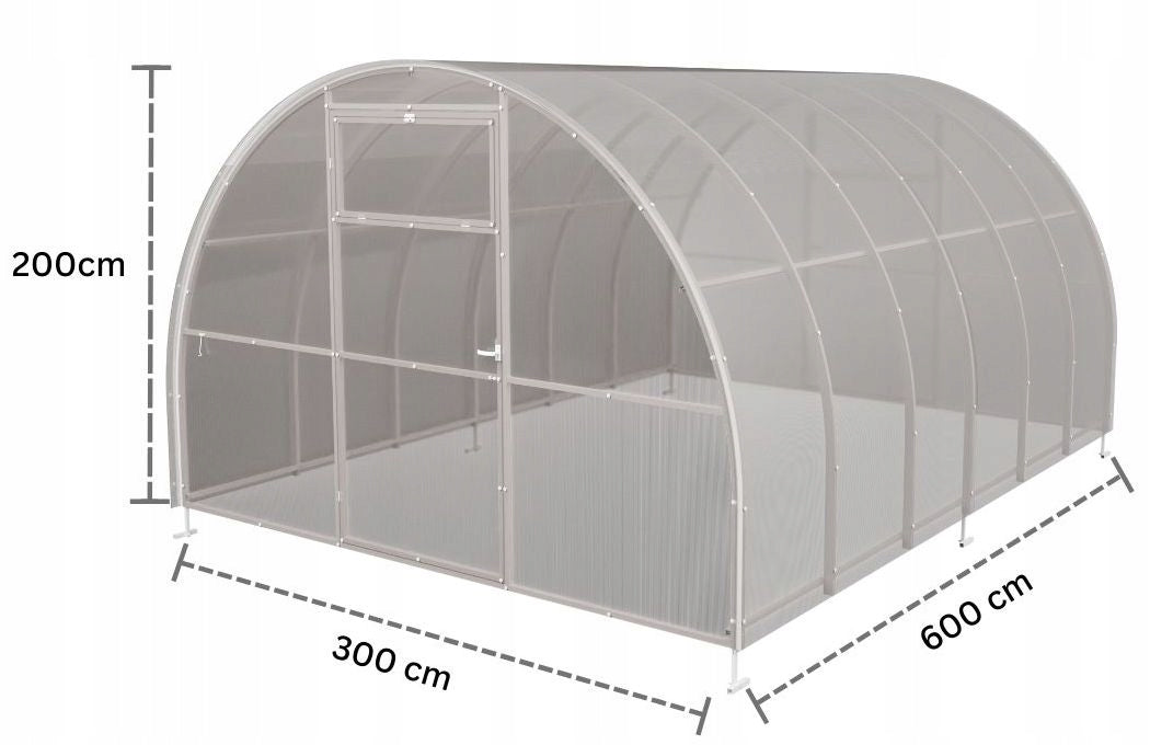 Polycarbonate Greenhouse Garden Tunnel 3x6 m Galvanized Polycarbonate 6mm Width 3.01 m