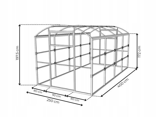 Polycarbonate greenhouse 2.5x4 m tunnel PW 6mm profile 40x20mm ETL Gera-2.5 Profile width 40 mm