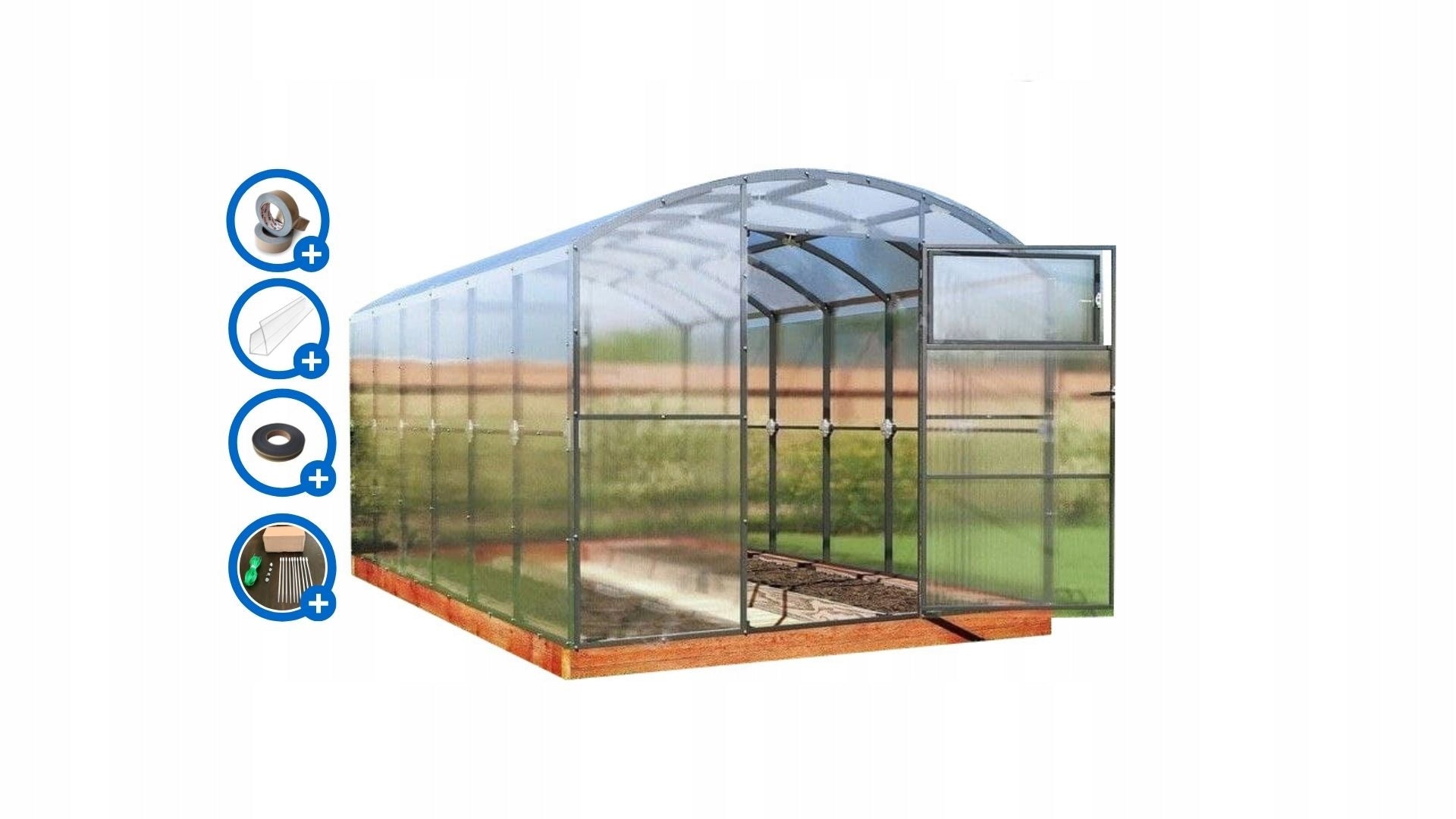 Polycarbonate greenhouse straight walls 3x4 m 6 mm profile 40x20mm ETL Gera-3 Manufacturer ETL