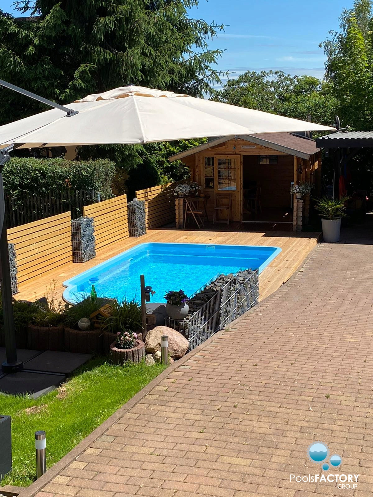 Polyester Laminate Garden Pool 7.5x3.2x1.55 Digging Pools Set Height 155 cm