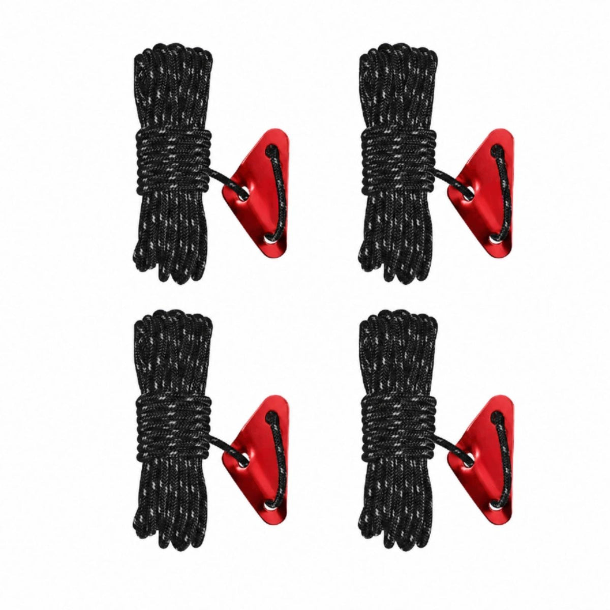 Polyester Outdoor Tent Rope with Triangular Tensioner Black 4MM 5M 4PK