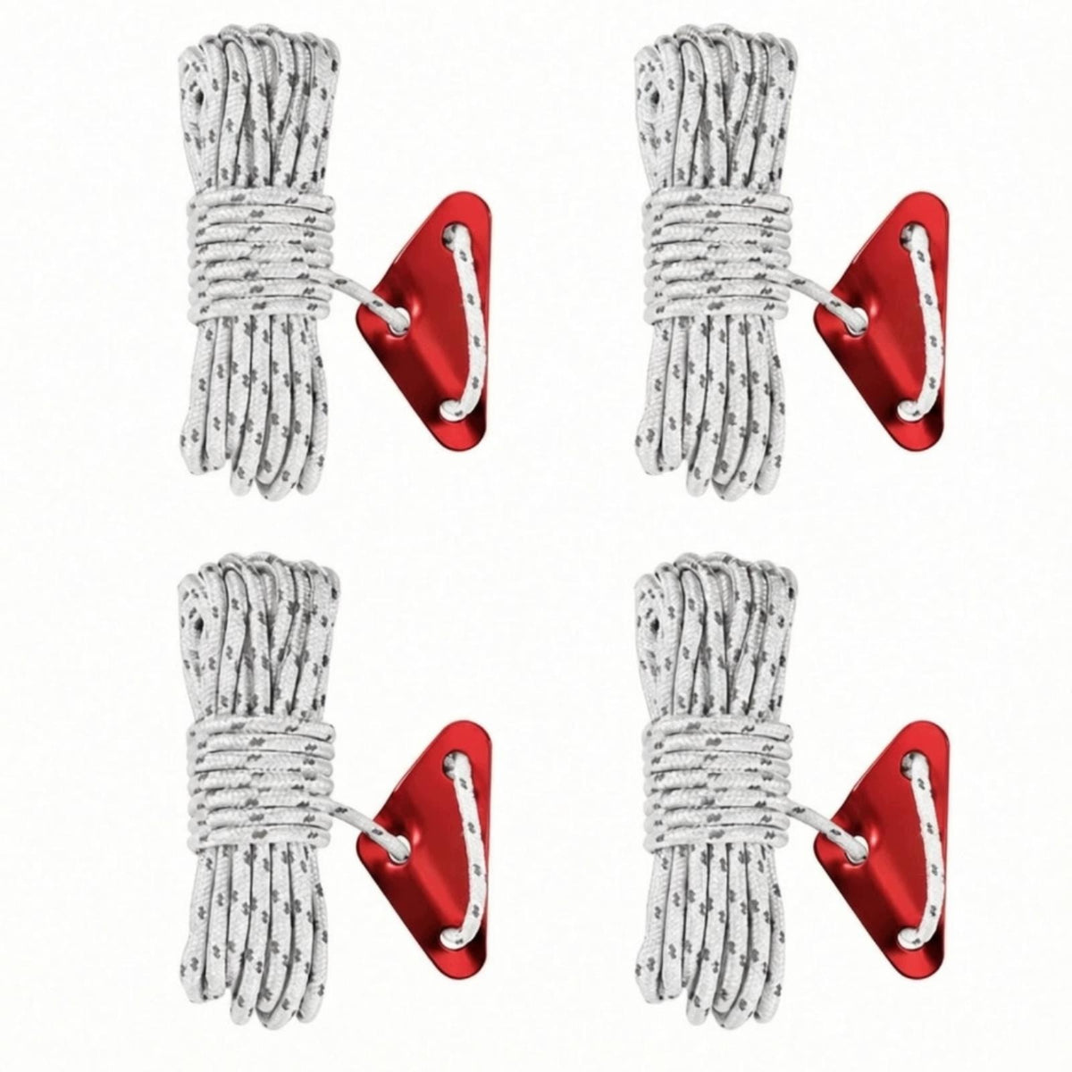 Polyester Outdoor Tent Rope with Triangular Tensioner White 4MM 5M 4PK