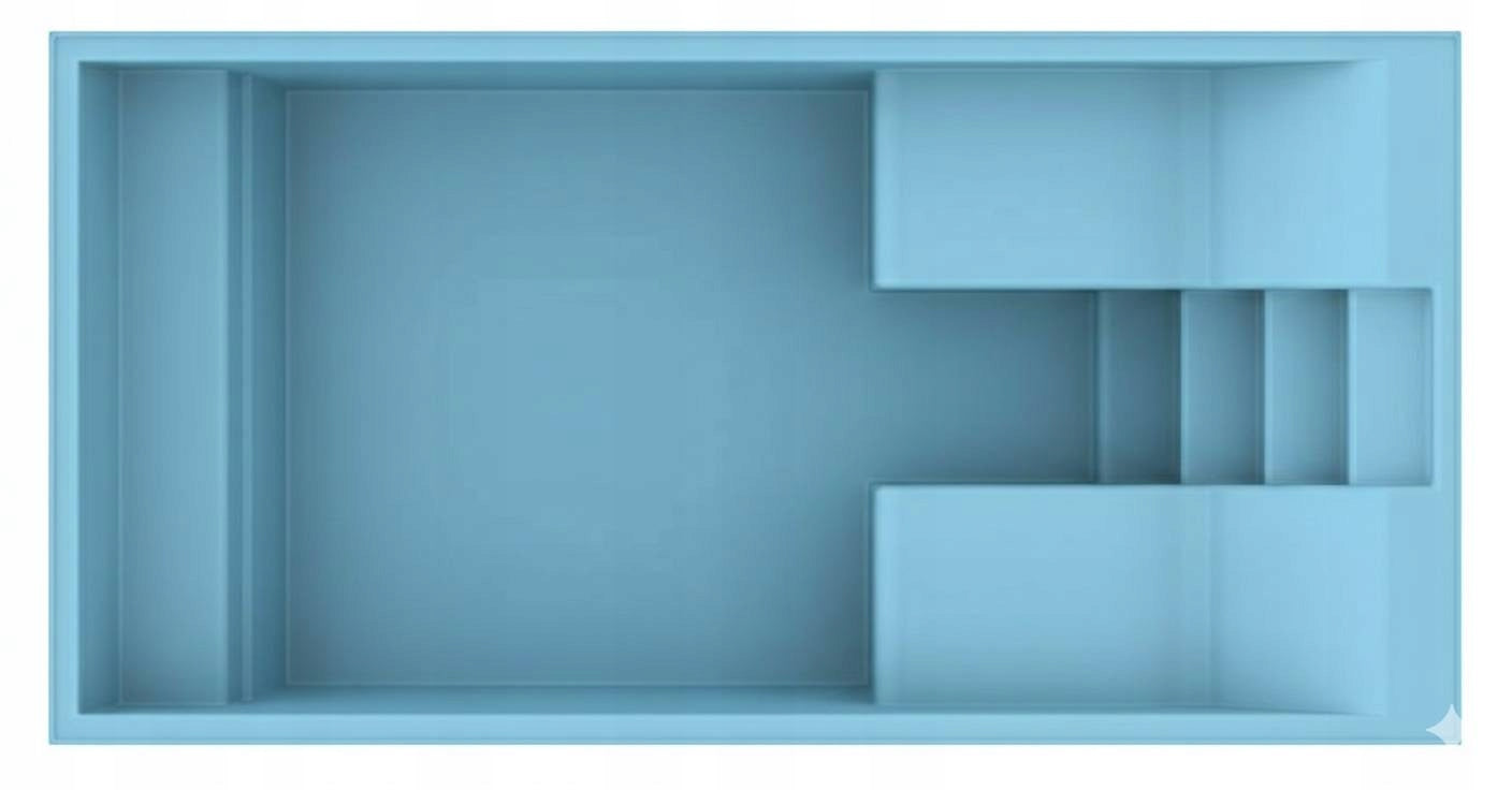 Polyester swimming pool MADERA Blue Way 5 x 2,5 x 1,5 m with digging couches Height 150 cm