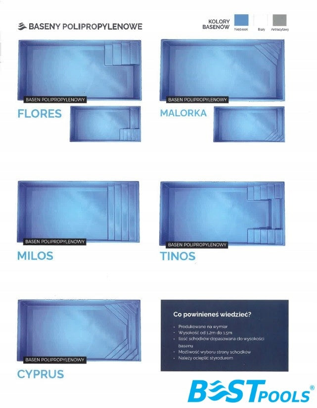 Polypropylene swimming pool Malorca 8x3.5x1.50m BestPools. Manufacturer code Malorka8