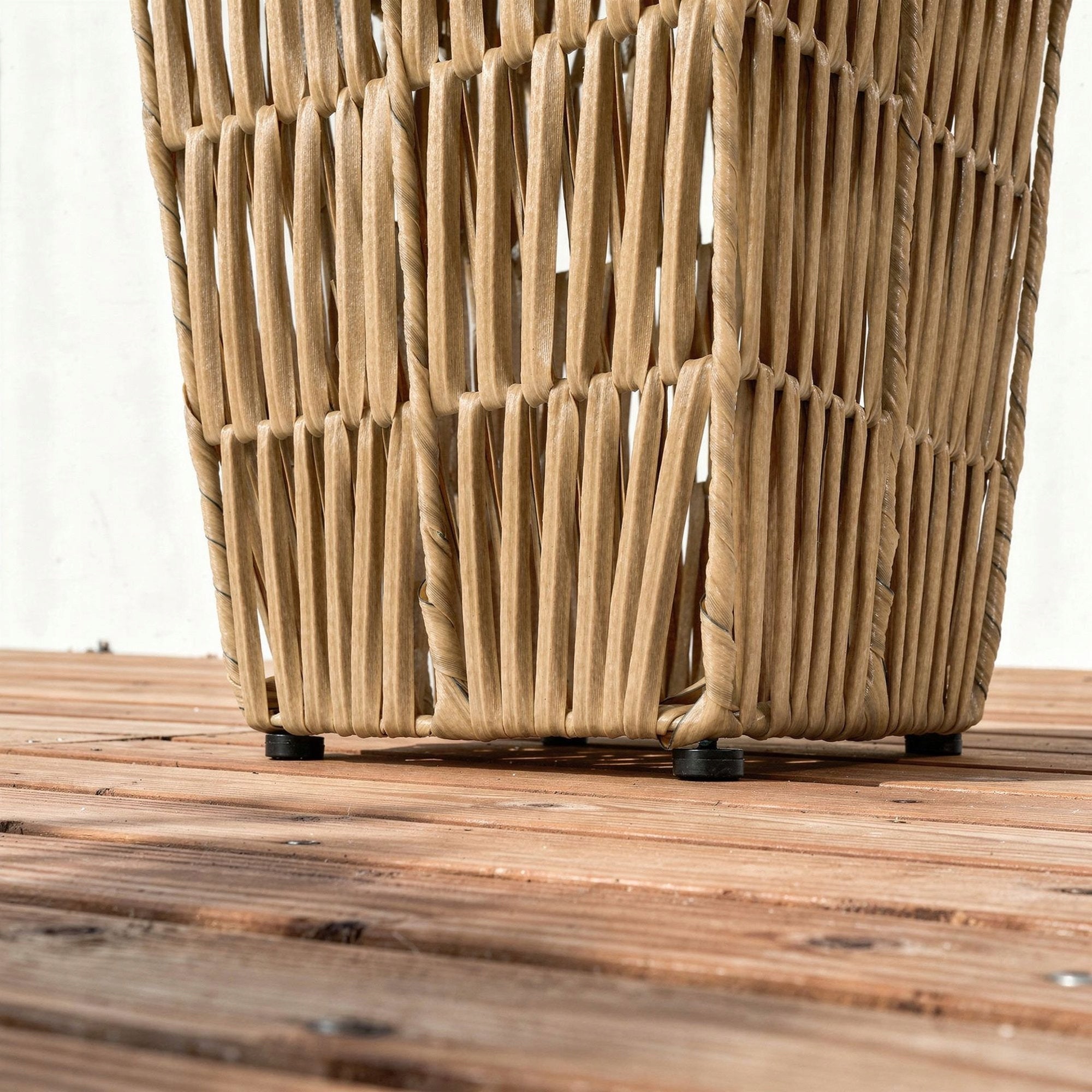 Polyrattan Pots Set of 3 with Refill Garden Pots Terrace Balcony Shape square