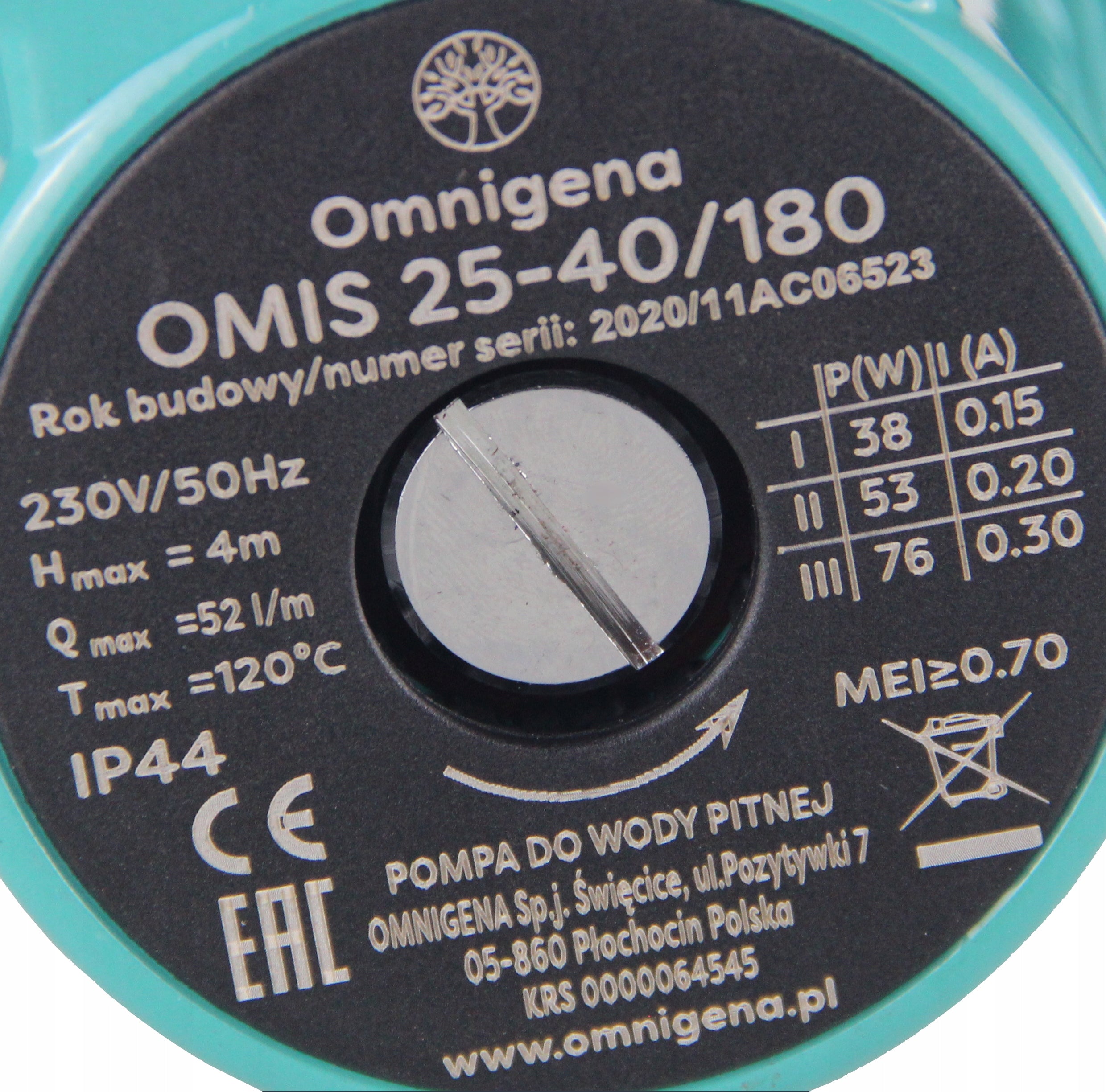 Umwälzpumpe OMIS 25-40/180 mit Wasser 