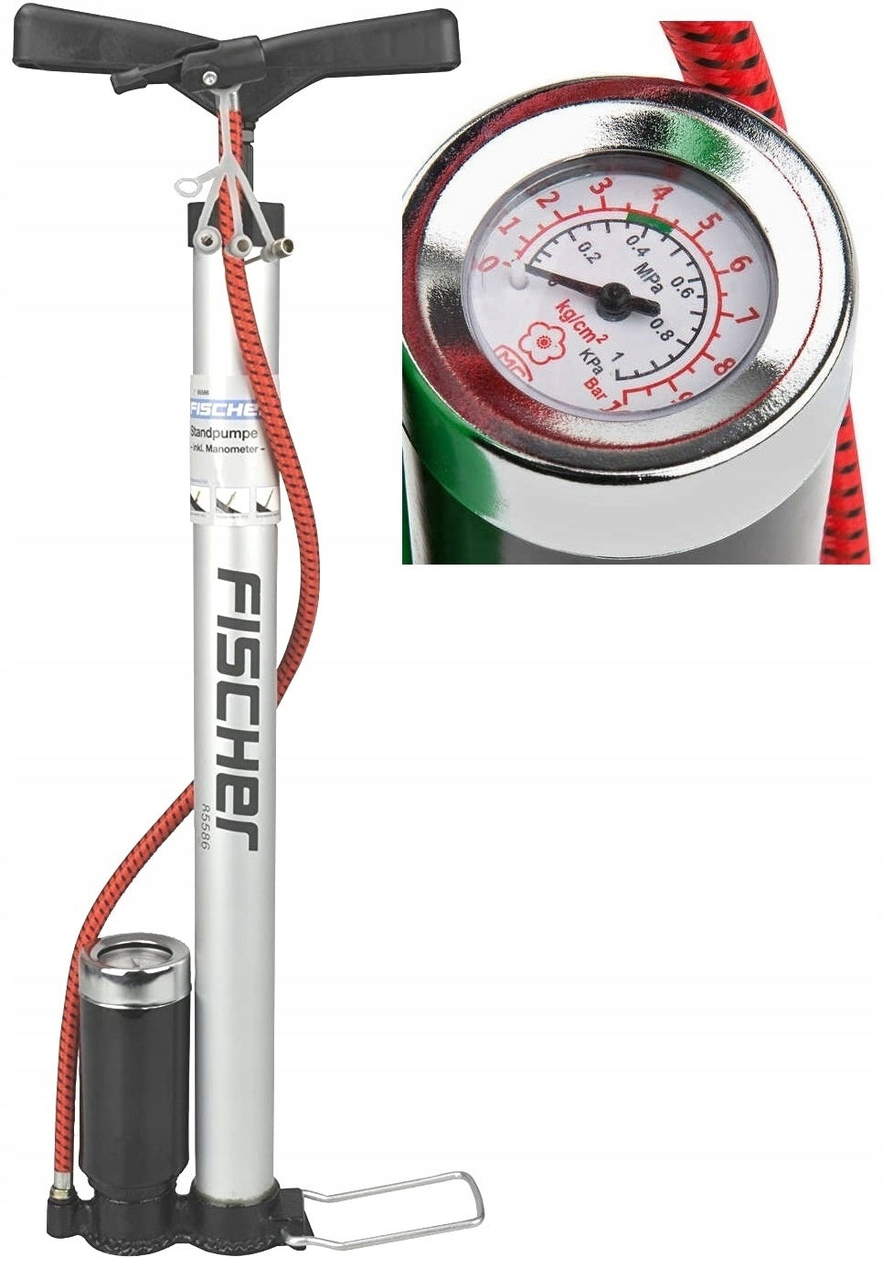 Fahrradpumpe Beto Stahl CMP-135SG5, rot 