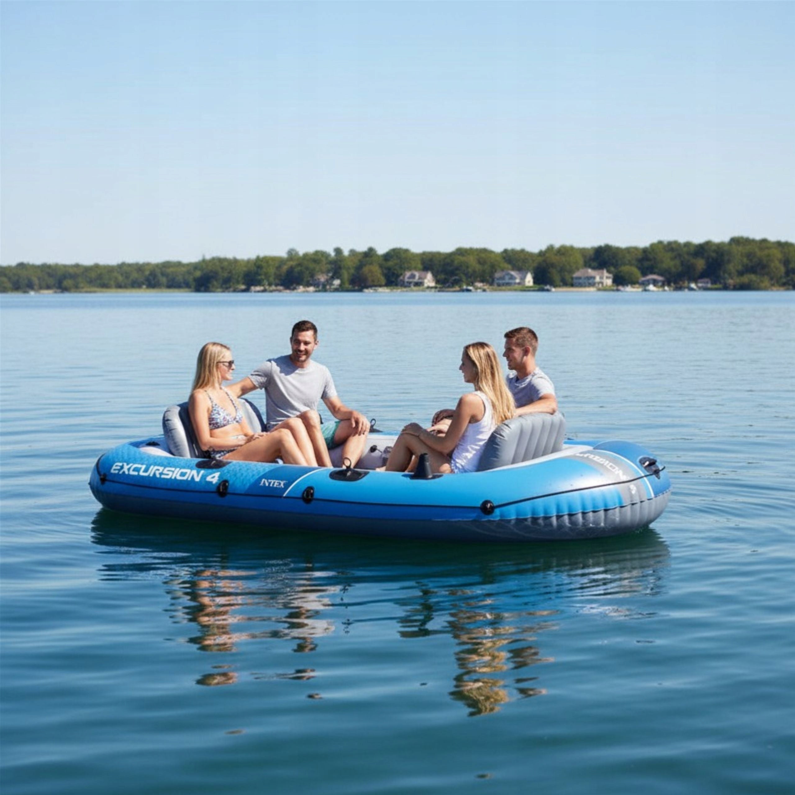 Pontoon Inflatable 4-Person Pump Set 2 Paddle Bag Strong PVC 315cm Model 8056