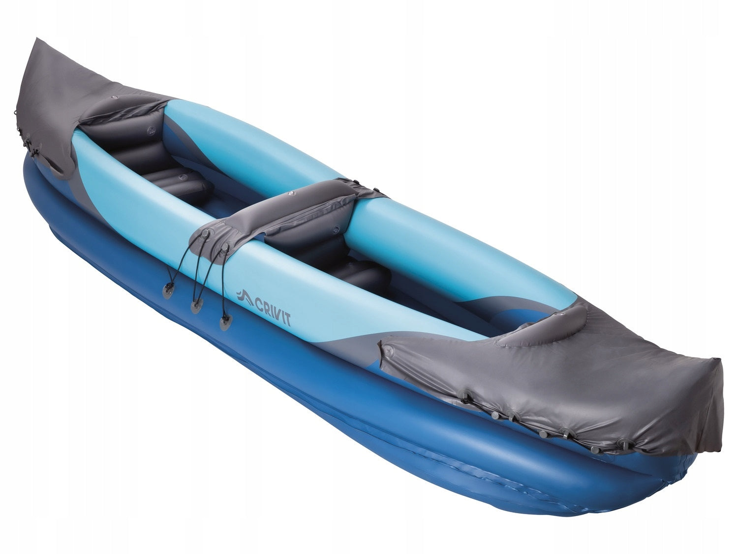 Pontoon Kayak Double Inflatable 2-Person 325cm Paddle 5 Chambers Model crivit Kajak dwuosobowy z 5 komorami powietrznymi