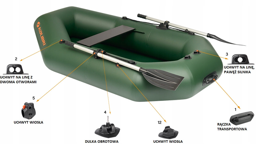 Pontoon Kolibri K-220TL with rolled floor, transom and fender bar green Manufacturer code K-220TL PP