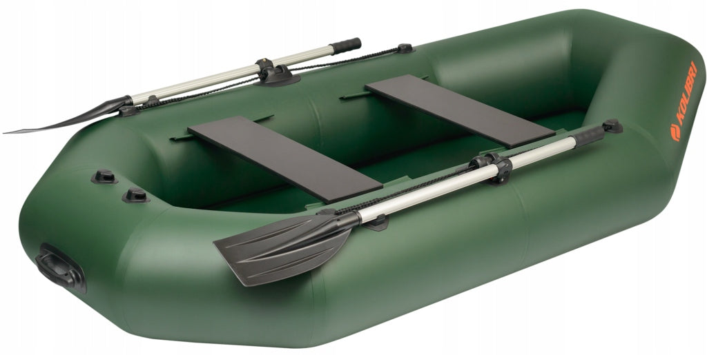 Pontoon Kolibri K-240T with rolled floor and transom for engine green