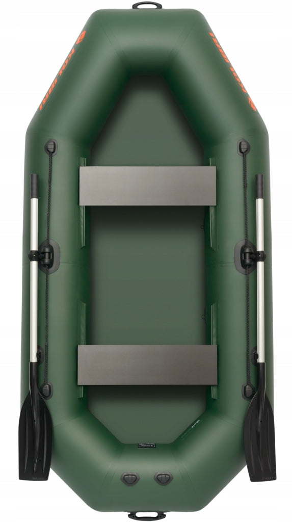 Pontoon Kolibri K-260T AD with pumped floor and transom for engine green Brand Kolibri