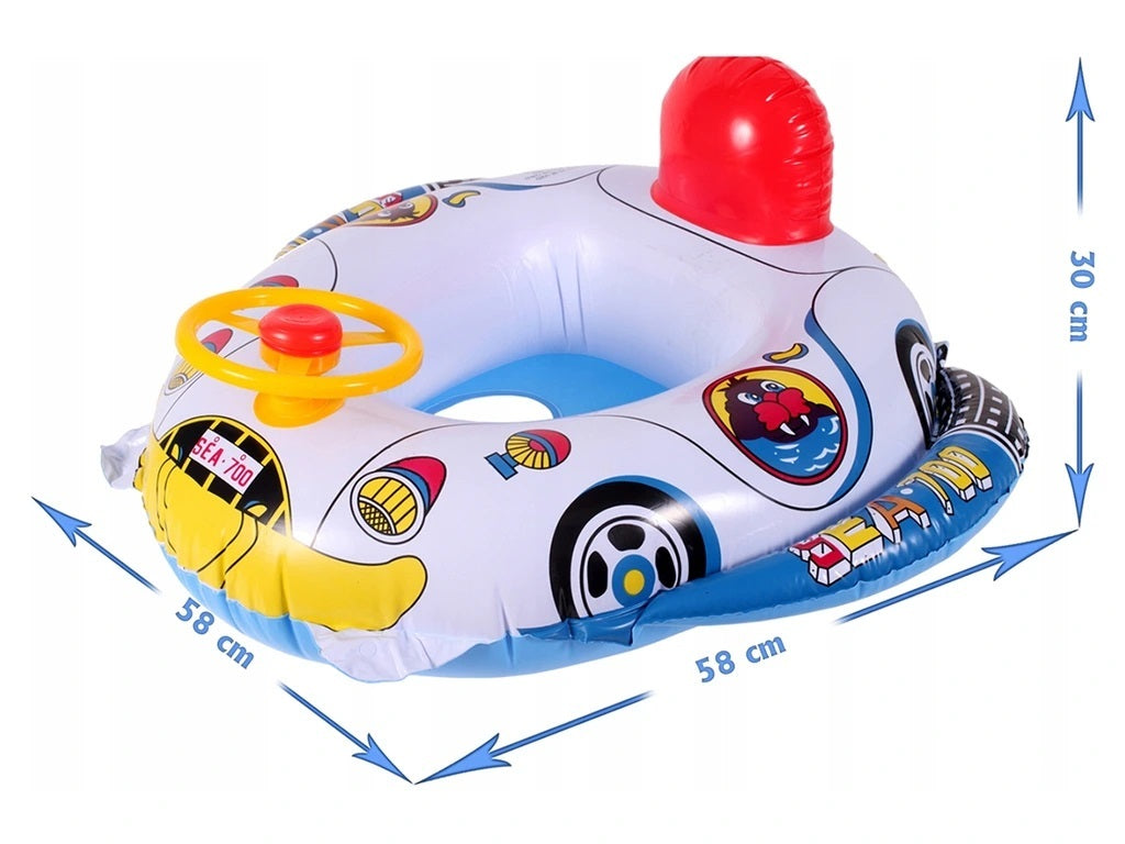 Pontoon with Steering Wheel For Baby Swimming Wheel 58x58cm Horn Brand Stator