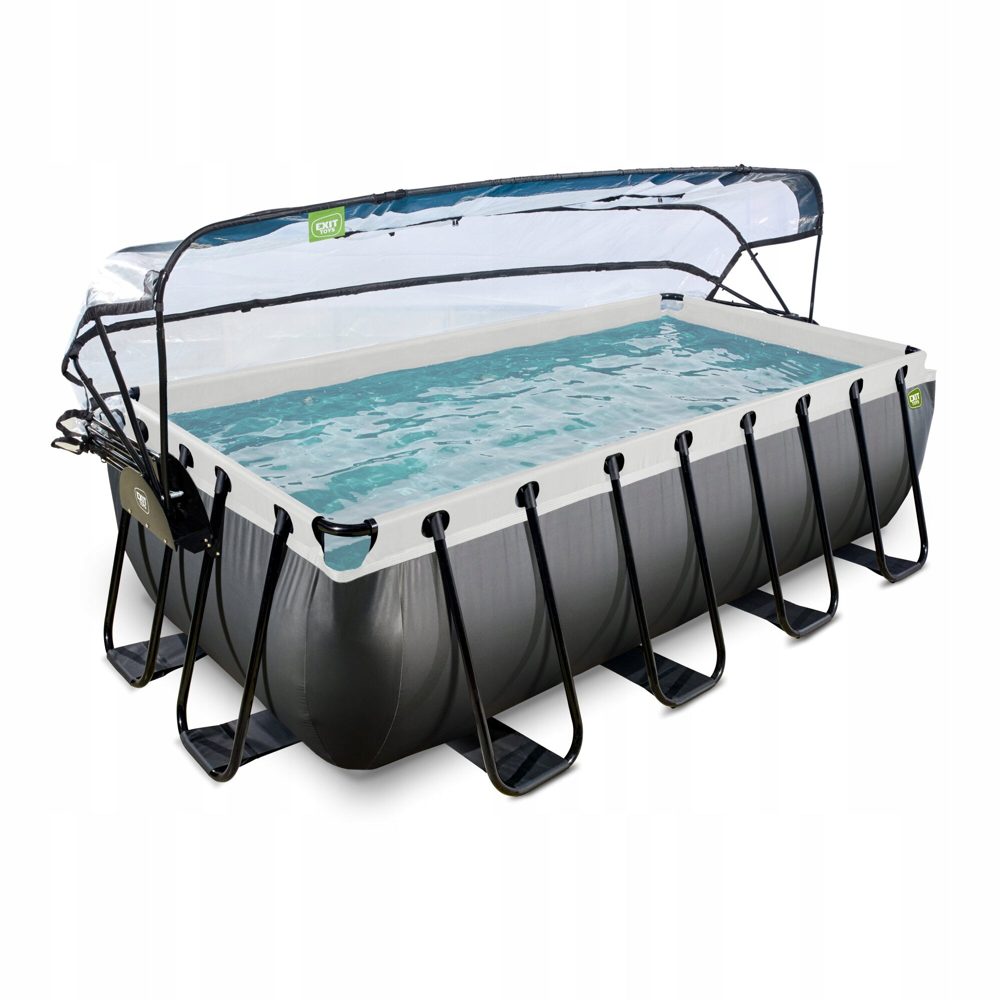 Pool Black Leather EXIT 400x200x100cm with sand filter pump and dome Brand Exit Toys