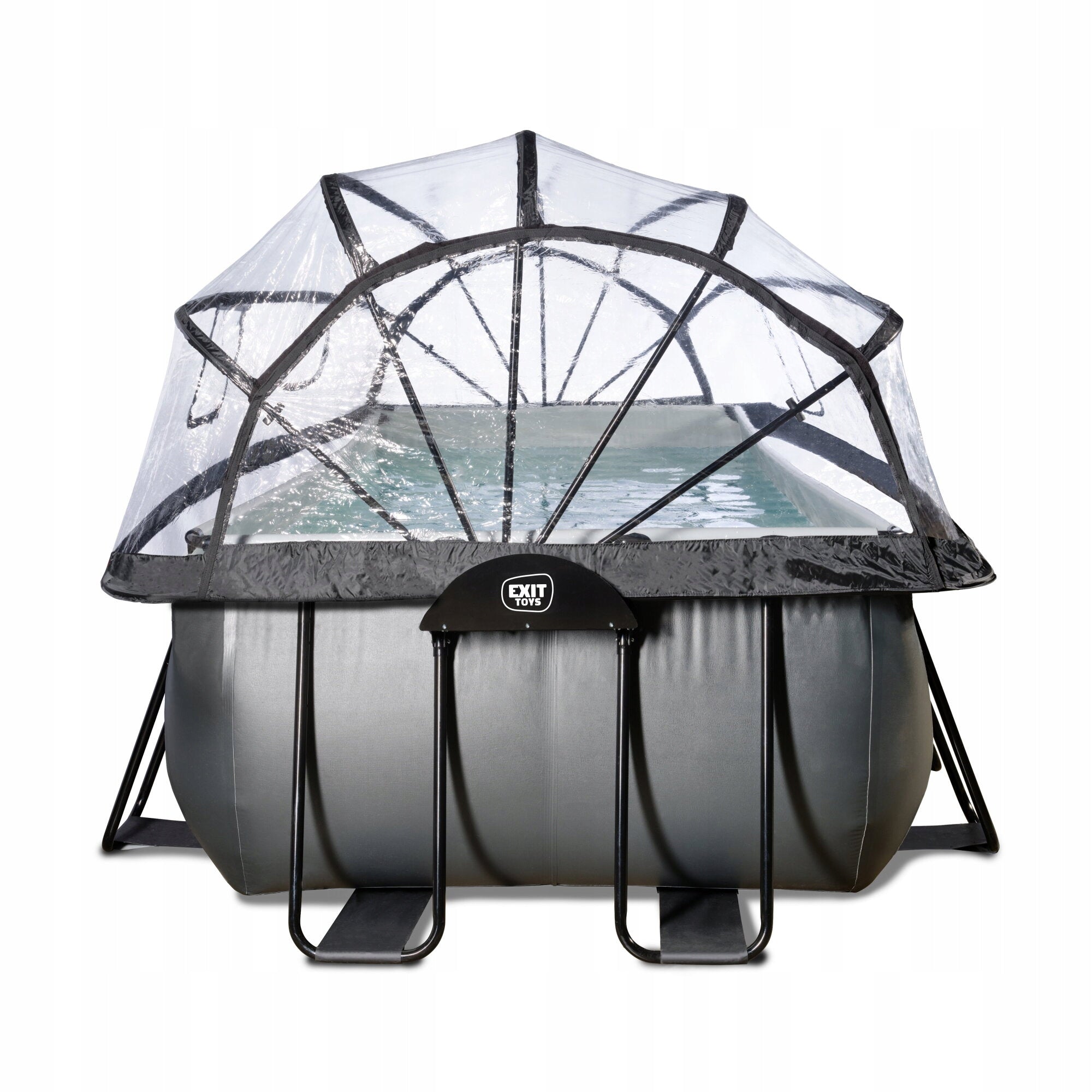Pool Black Leather EXIT 400x200x100cm with sand filter pump and dome Volume 7020 l