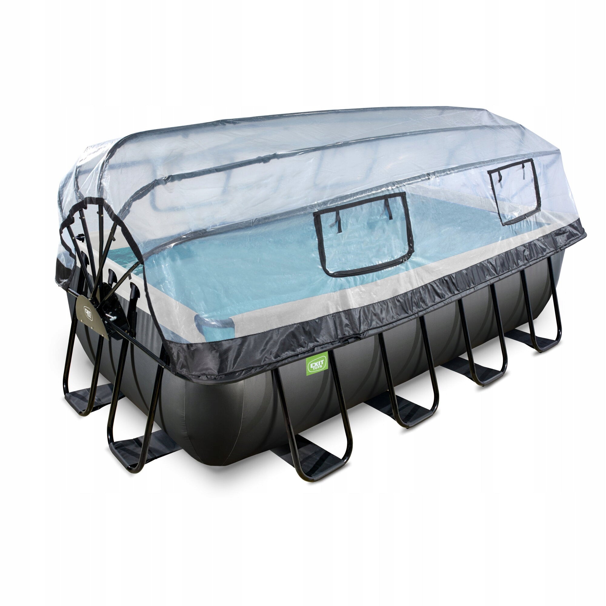 Pool Black Leather EXIT 400x200x100cm with sand filter pump and dome