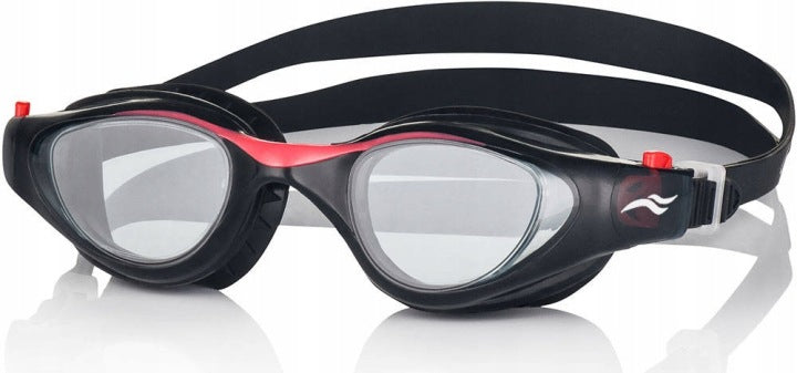 Pool Set: SWIMMING GLASSES SILICONE SWIMMING CAP FOR KIDS Manufacturer code okulary i czepek do pływania SET Black/Red