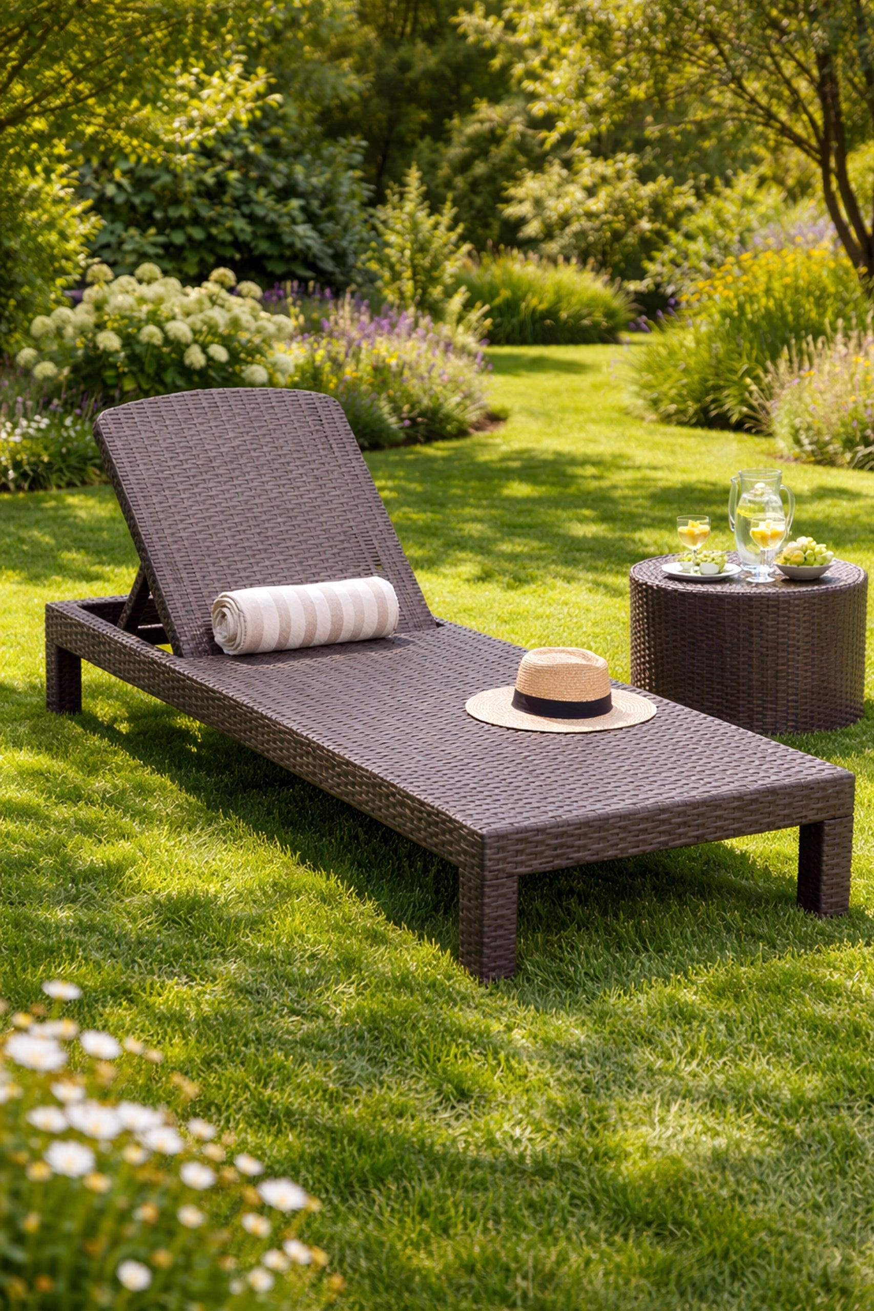 Pool Sun Lounger Garden Terrace Couch Suitcase Folding Adjustable Beach Manufacturer code Leżak ogorodwy Premium L65