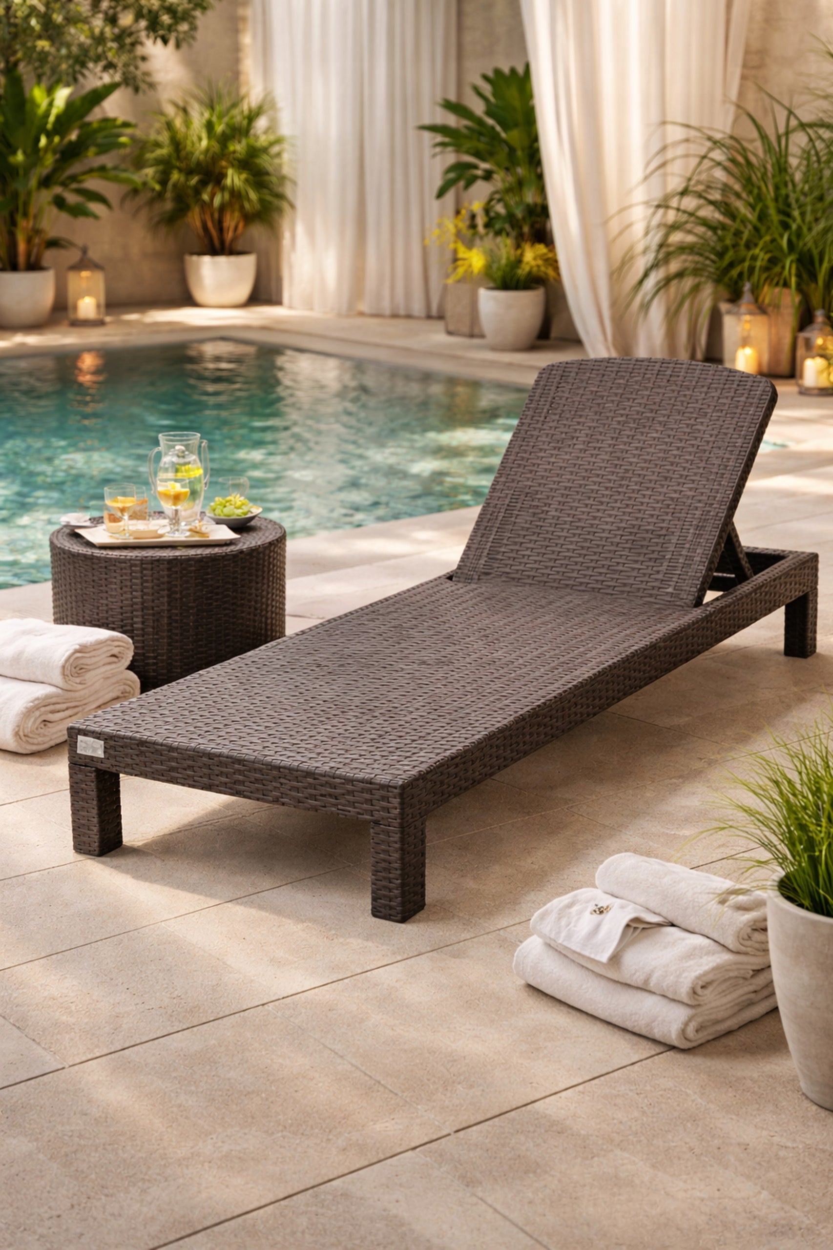 Pool Sun Lounger Garden Terrace Couch Suitcase Folding Adjustable Beach Packaging status original