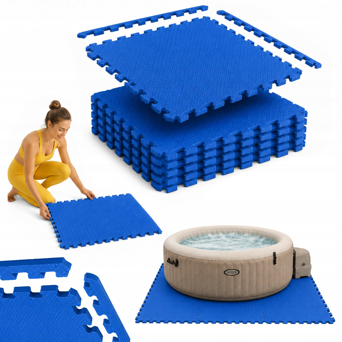 Pool mat spa puzzle 6pcs thick 2,5cm eva prosourcefit 2,2m2 Blue