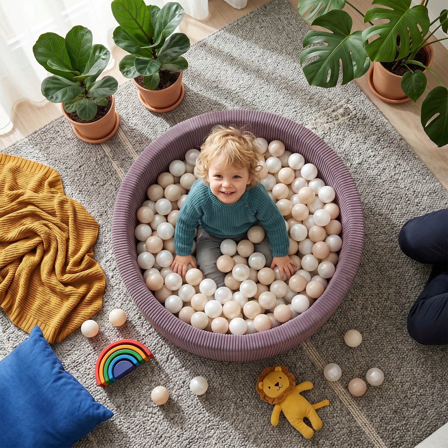 Pool with balls 90x30 cm 200 balls CORDUROY for home garden nursery halls toys Brand KiddyMoon