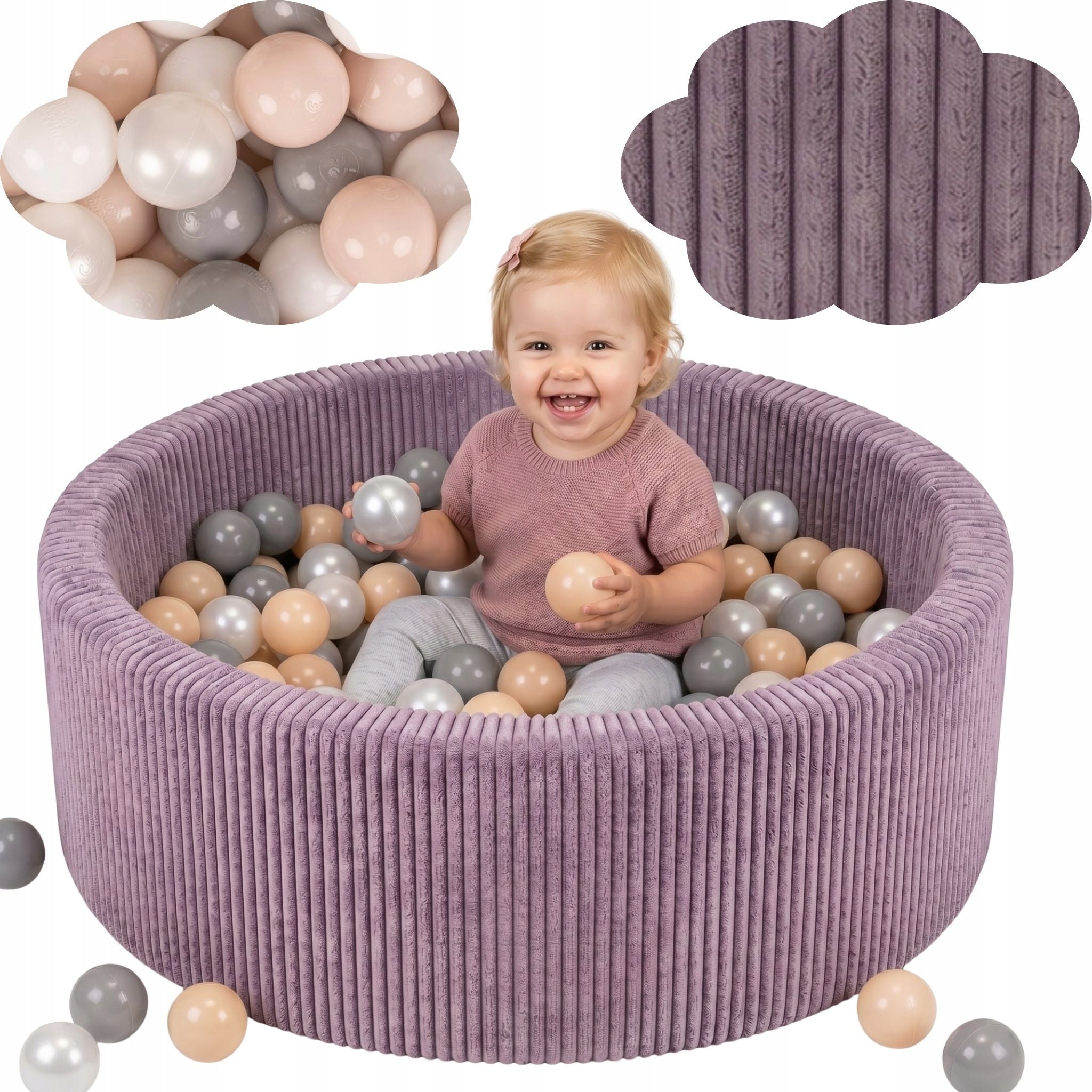 Pool with balls 90x30 cm 200 balls CORDUROY for home garden nursery halls toys