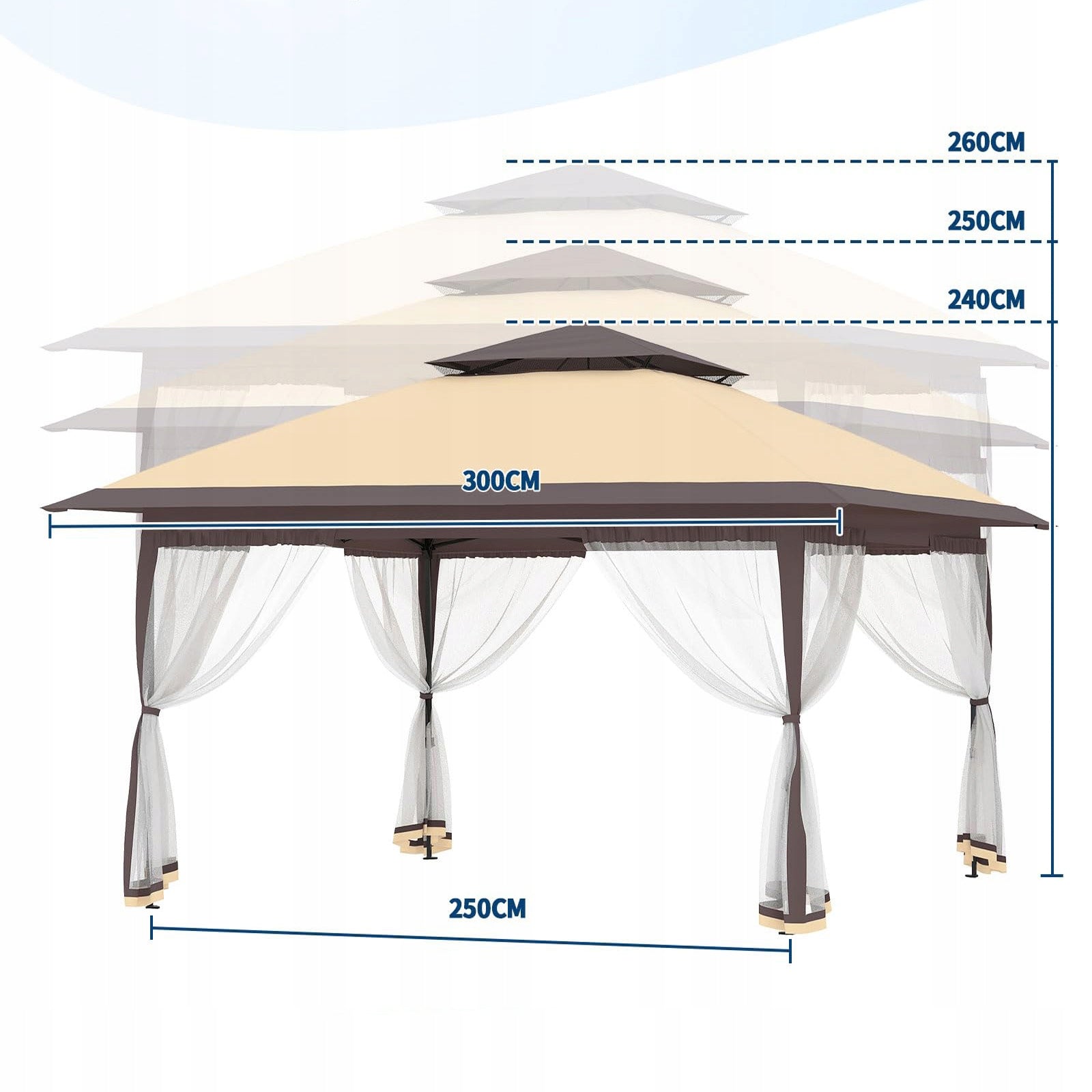 Pop Up Gazebo Canopy Tent One-Push Setup with 4 SandBags 3m*3m Packaging status original