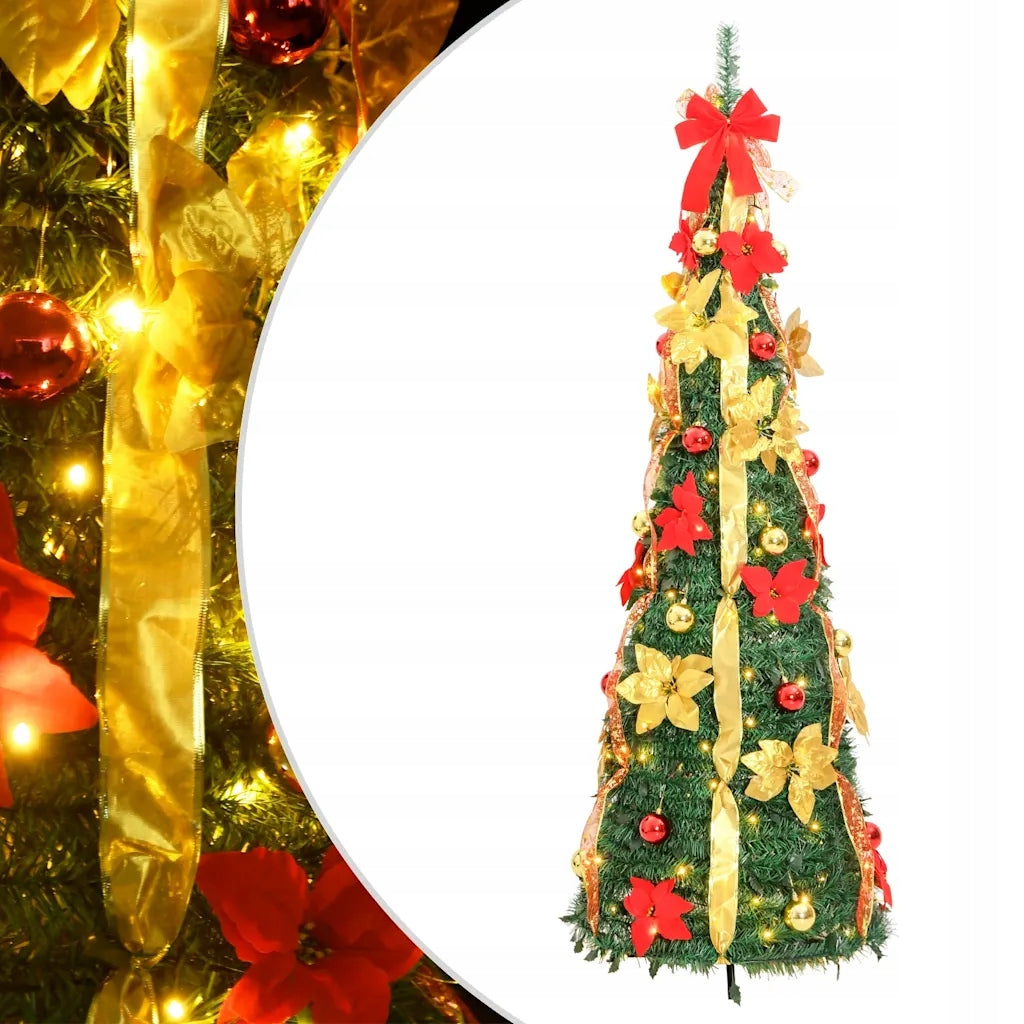 Pop-up artificial Christmas tree, 50 LED, green, 120 cm